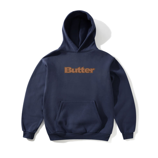 Textured Logo Pullover Hood, Navy