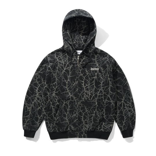 Thorn Camo Waffle Zip-Thru Hood, Black