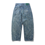 Thorn Camo Wide Cut Denim Jeans, Washed Indigo
