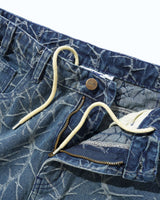 Thorn Camo Wide Cut Denim Jeans, Washed Indigo