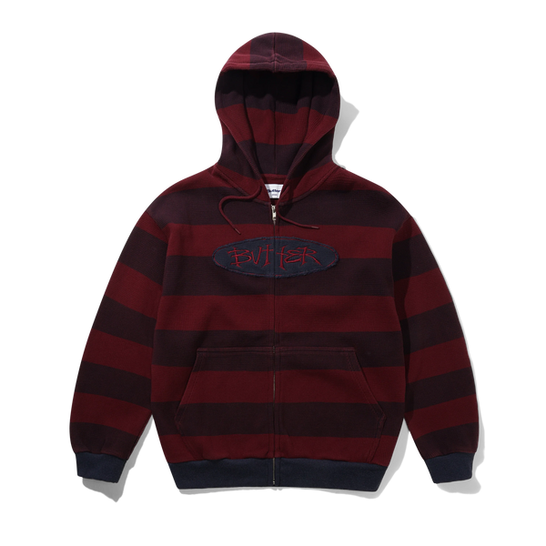 Butter Goods Tide Waffle Zip-Thru Hood, Red Stripe