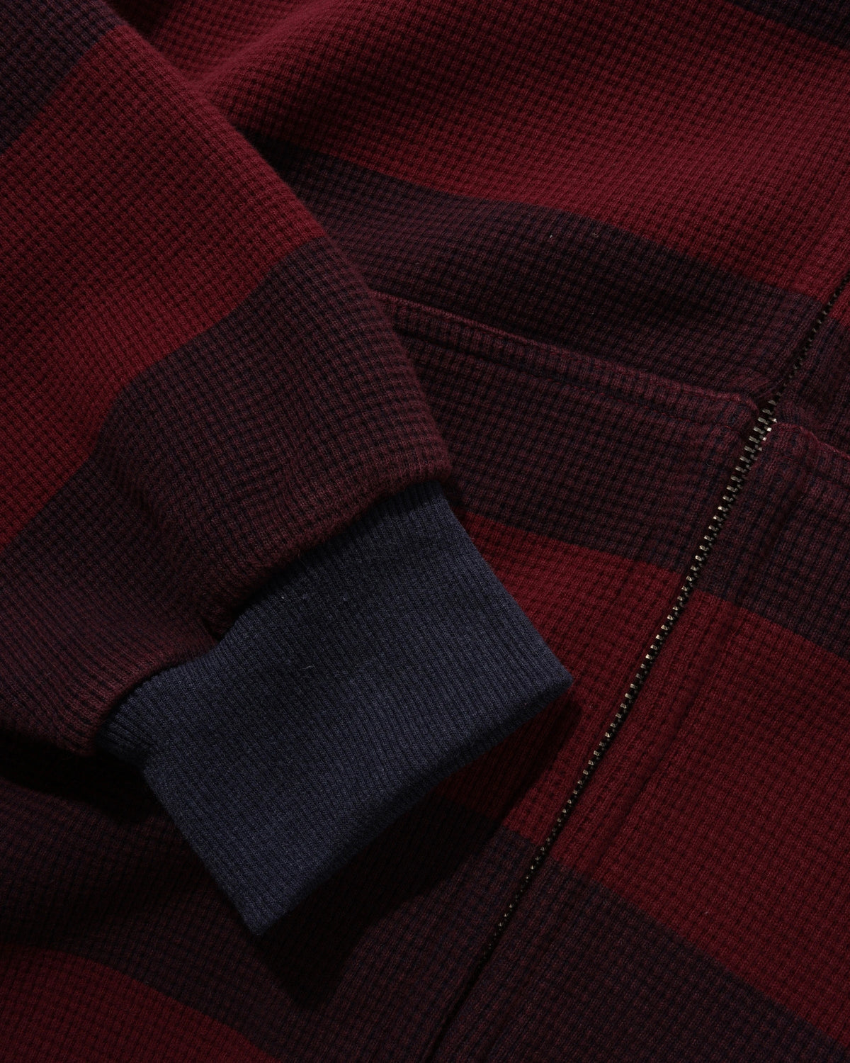 Tide Waffle Zip-Thru Hood, Red Stripe