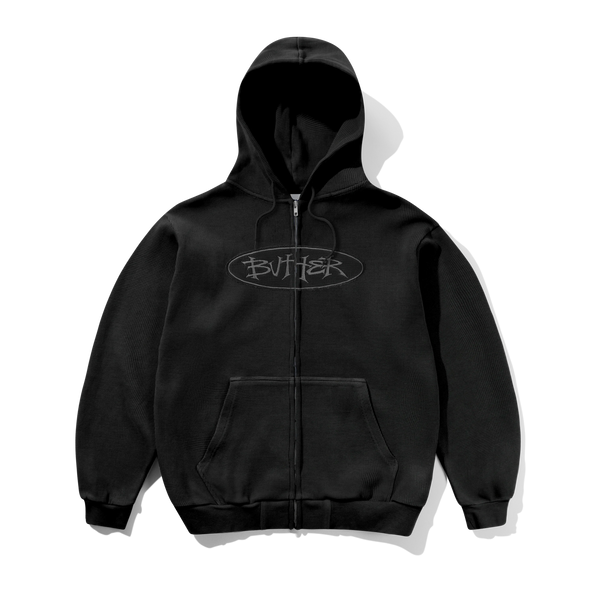 Butter Goods Tide Waffle Zip-Thru Hood, Washed Black