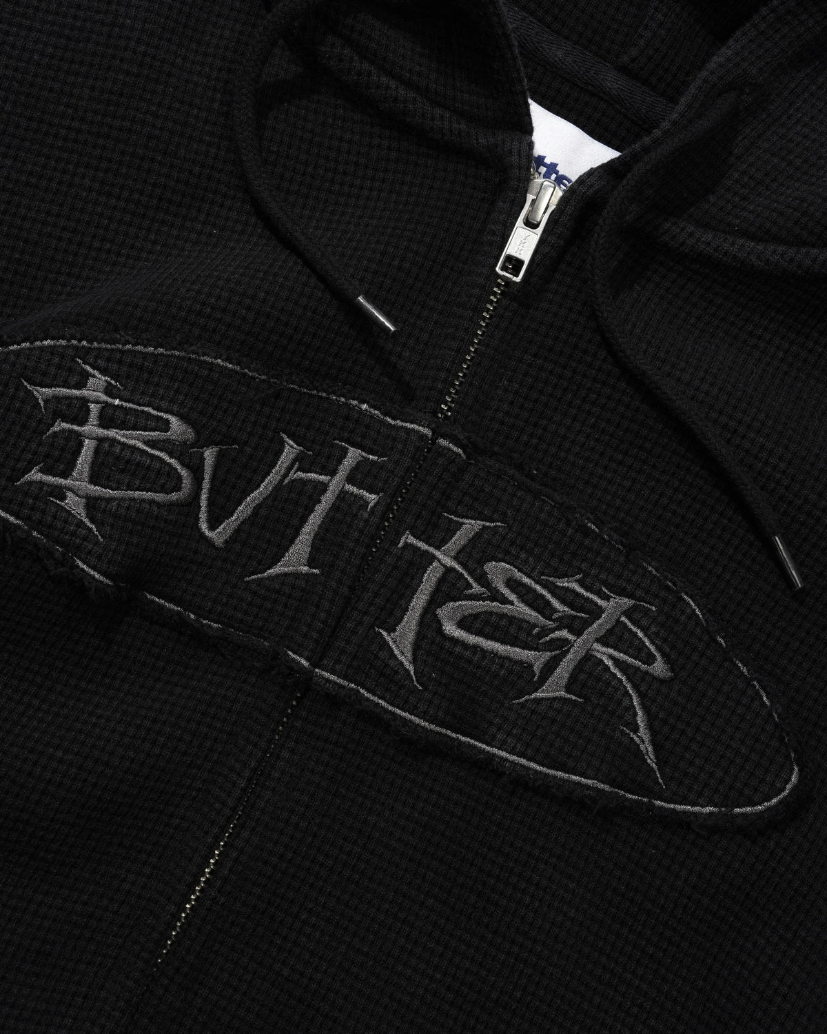 Tide Waffle Zip-Thru Hood, Washed Black