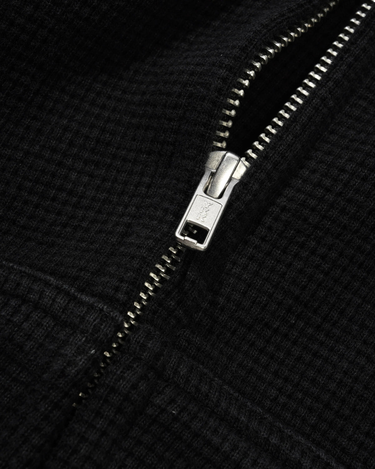 Tide Waffle Zip-Thru Hood, Washed Black