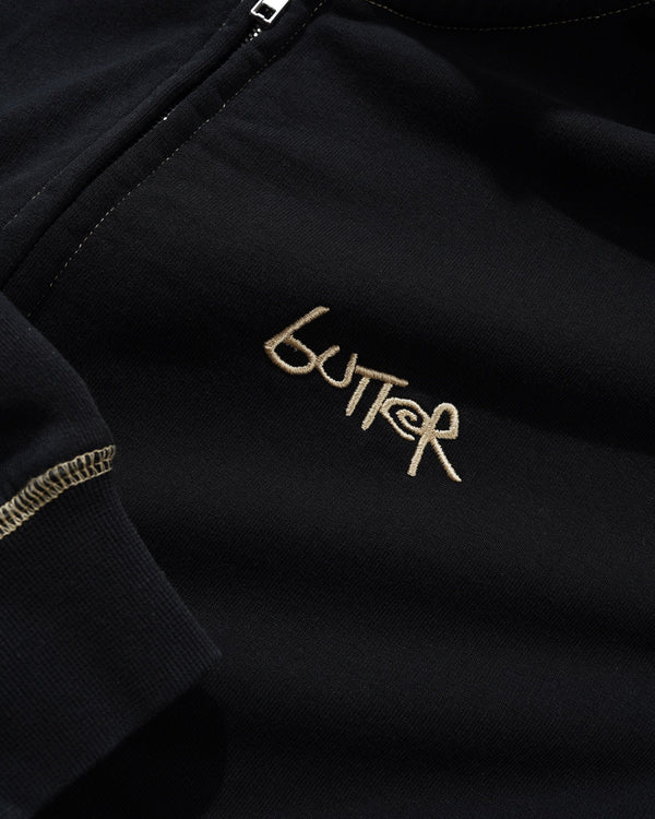 Butter Goods Trail Stitch Zip-Thru Hood, Washed Black