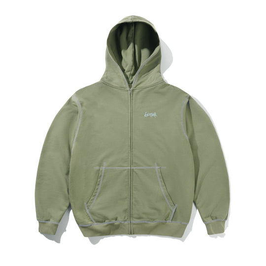 Trail Stitch Zip-Thru Hood, Washed Dull Army