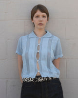 Womens Translucent Doily Top, Light Blue