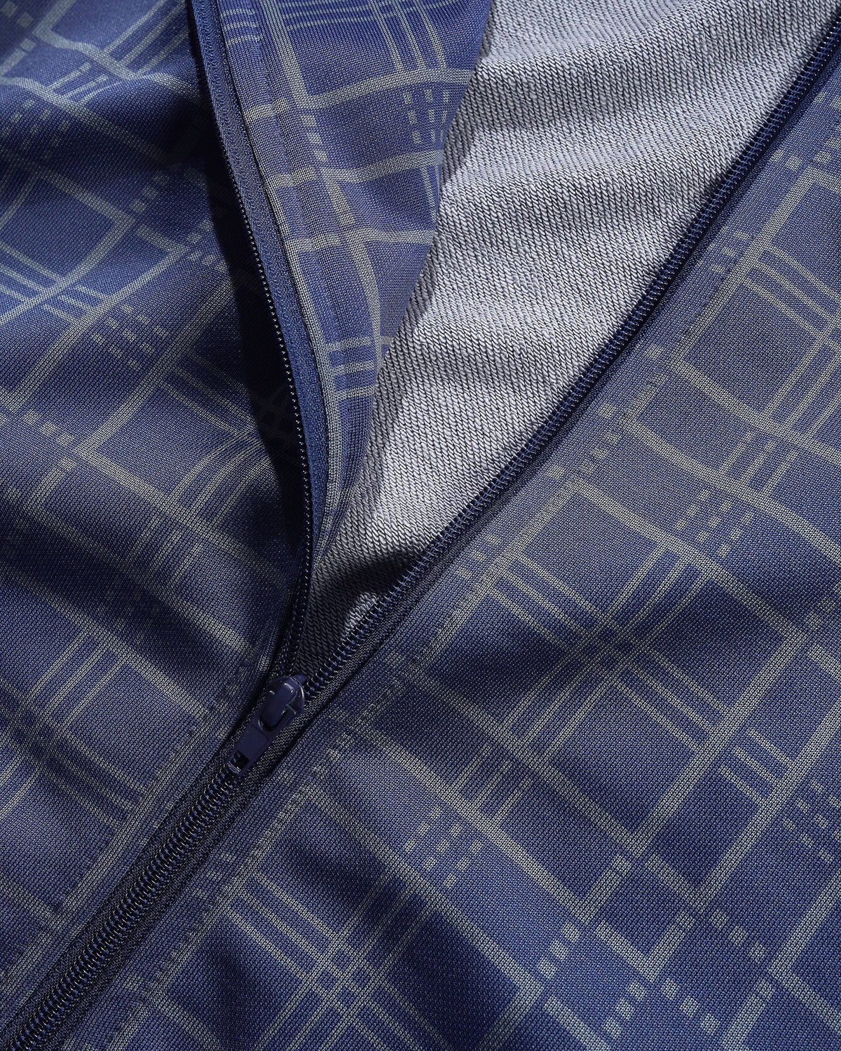Tricot Jacket, Navy Plaid