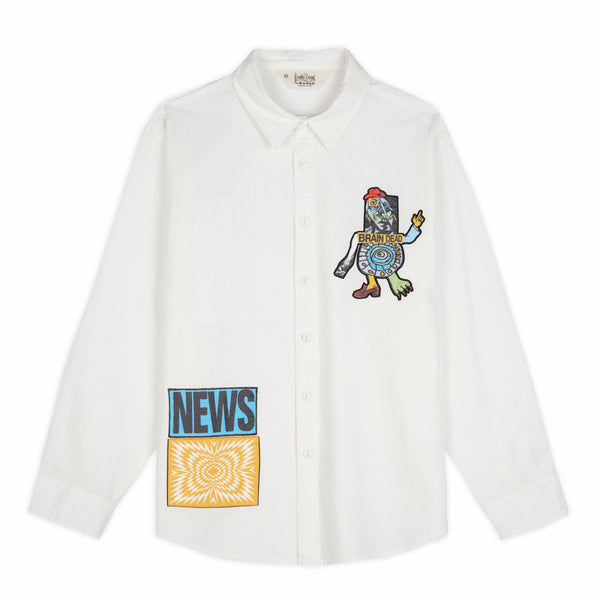 Brain Dead Truth Now Seersucker Shirt, White