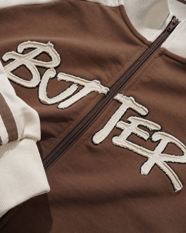 Butter Goods Tunnel Fleece Track Jacket, Chocolate / Beige