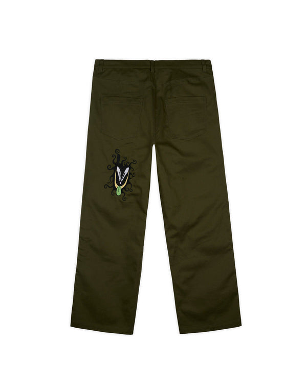 Brain Dead Twisted Snout Embroidered Pant, Olive