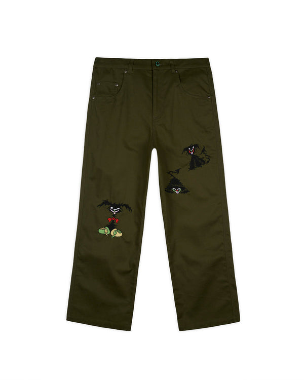 Brain Dead Twisted Snout Embroidered Pant, Olive