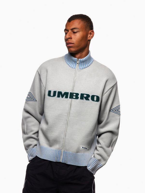 Butter Goods Diamond Zip-Thru Knit, Grey
