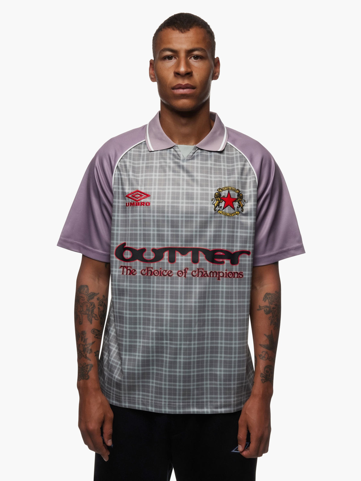 Plaid Jersey, Berry / Stone