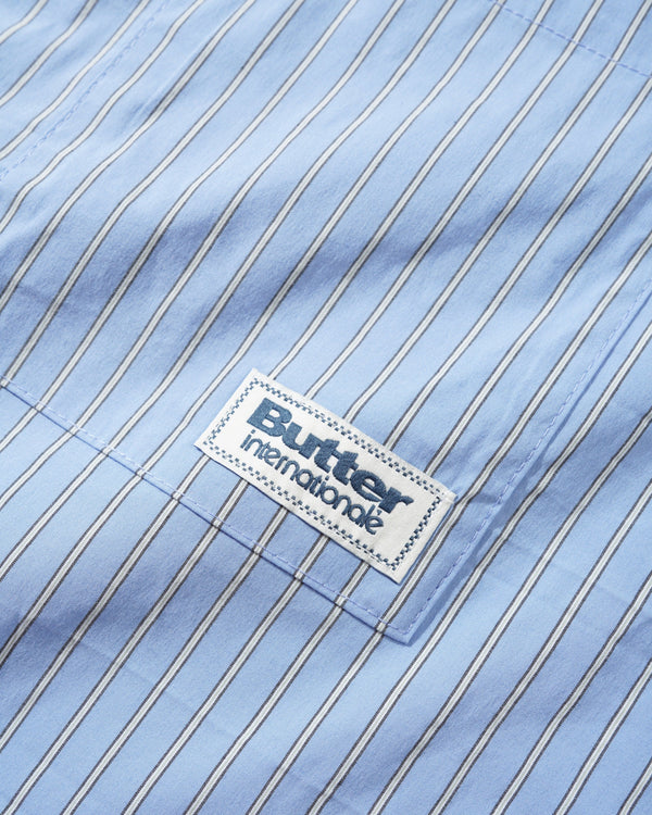 Butter Goods Vertical Stripe S/S Shirt, Sky Blue