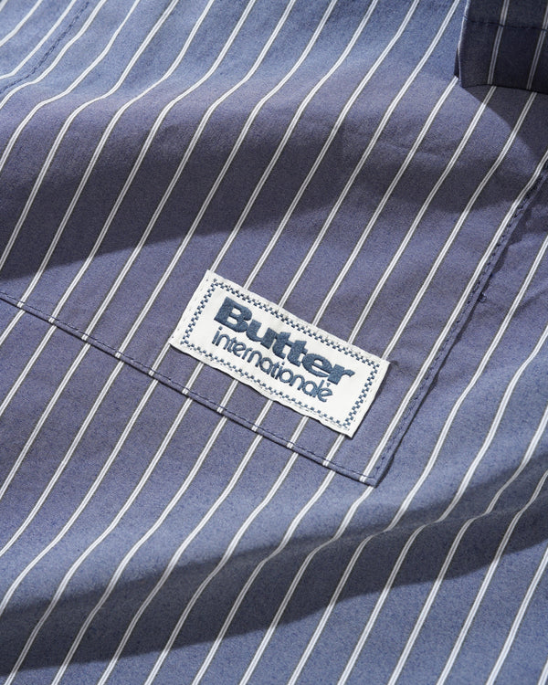 Butter Goods Vertical Stripe S/S Shirt, Stone Blue