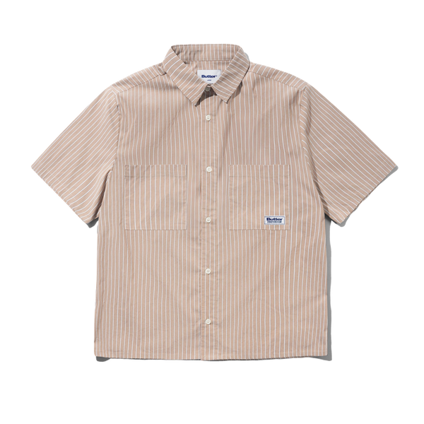 Butter Goods Vertical Stripe S/S Shirt, Tobacco