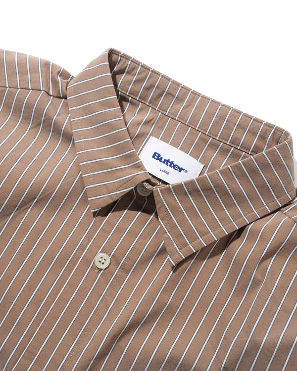 Butter Goods Vertical Stripe S/S Shirt, Tobacco