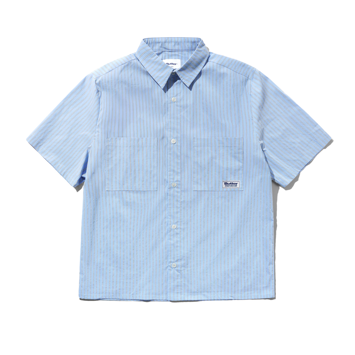 Vertical Stripe S/S Shirt, Sky Blue