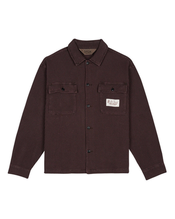 Brain Dead Waffle Button Front Shirt, Chocolate