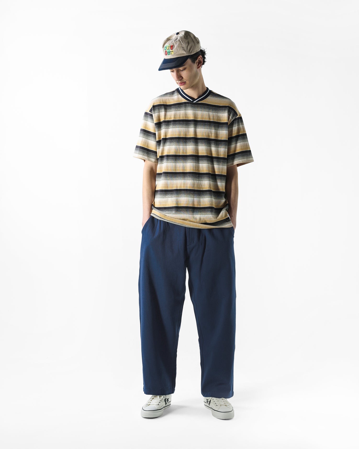 Internationale Striped Tee, Black / Wheat