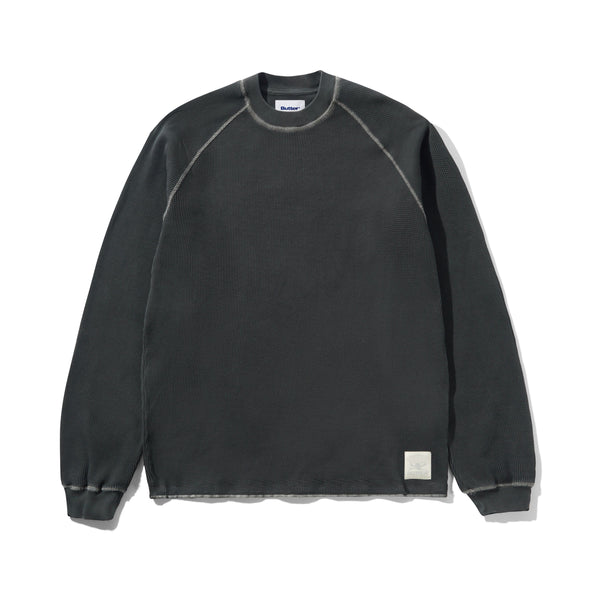 Butter Goods Waffle L/S Top, Washed Black
