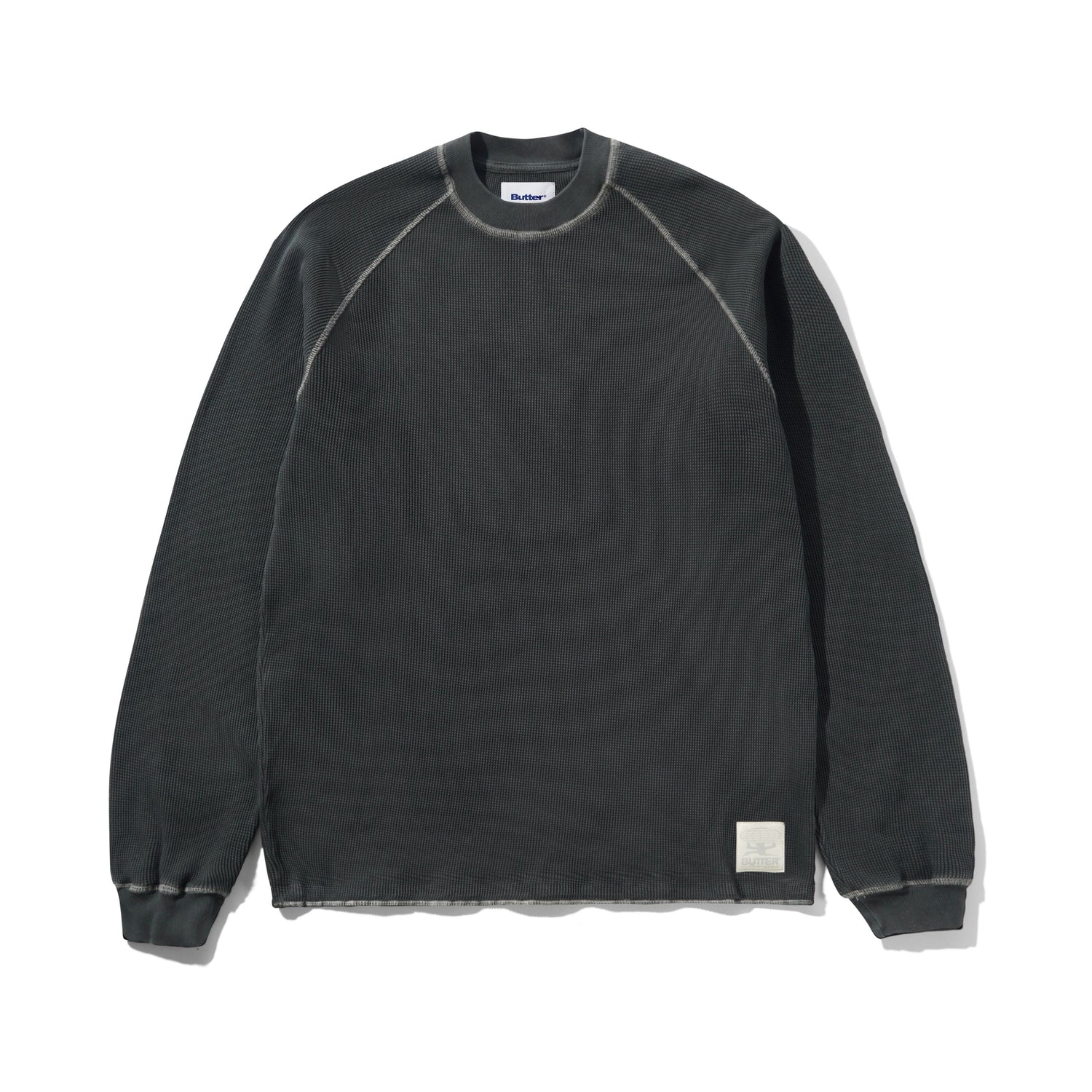 Waffle L/S Top, Washed Black