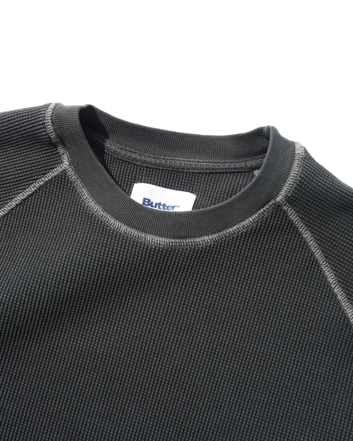 Waffle L/S Top, Washed Black