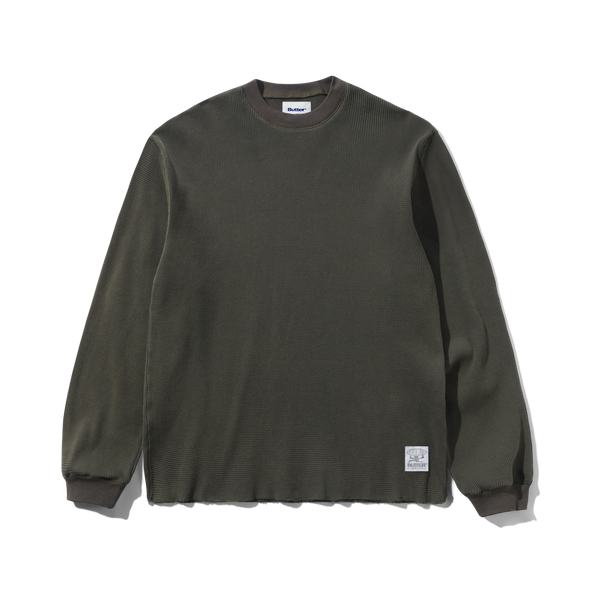 Butter Goods Waffle L/S Top, Washed Dark Grey