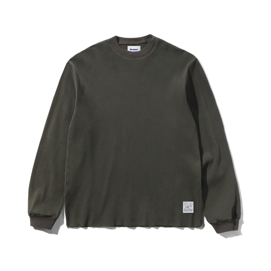 Waffle L/S Top, Washed Dark Grey