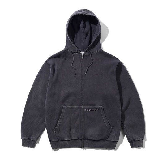 Waffle Zip-Thru Hood, Black Overdye
