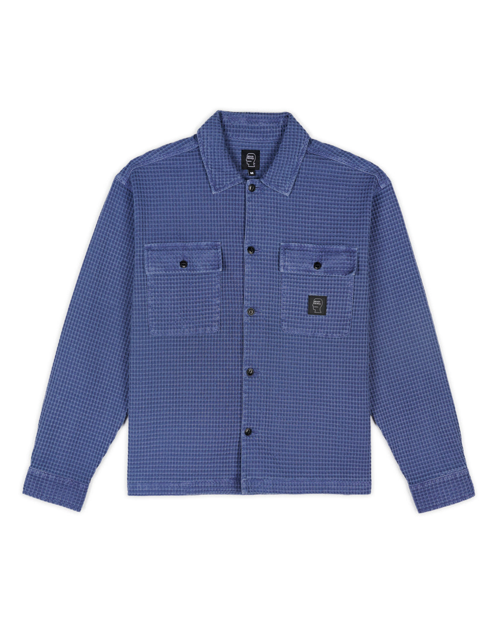 Waffle Button Front Shirt, Blueberry