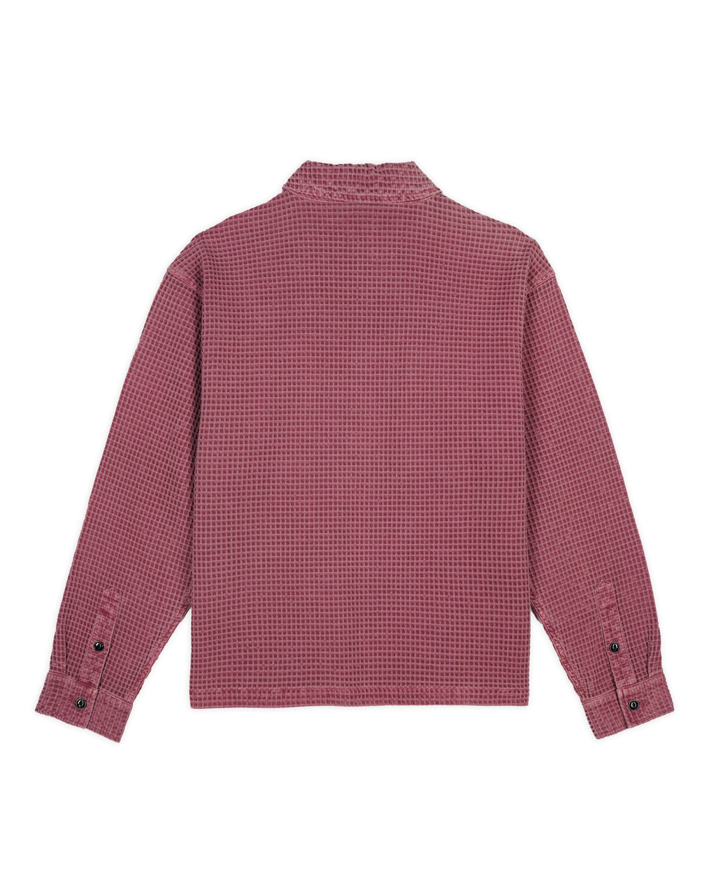 Waffle Button Front Shirt, Berry