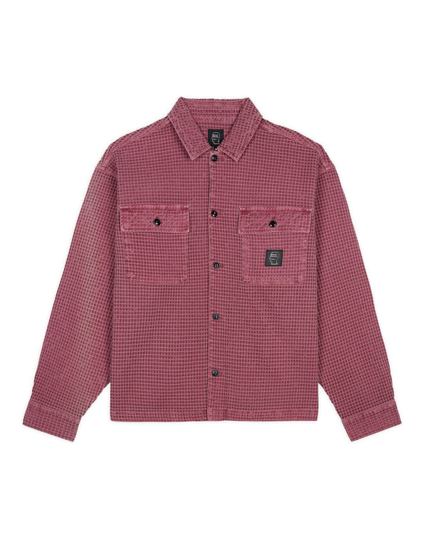 Brain Dead Waffle Button Front Shirt, Berry