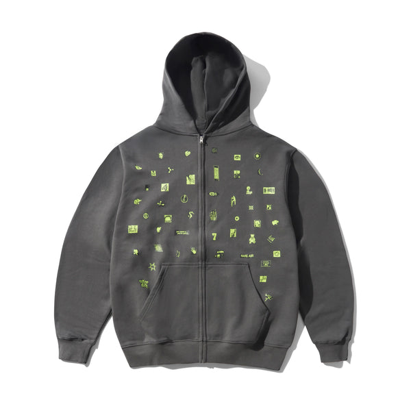 Lo-Fi Want It Zip-Thru Hood, Charcoal