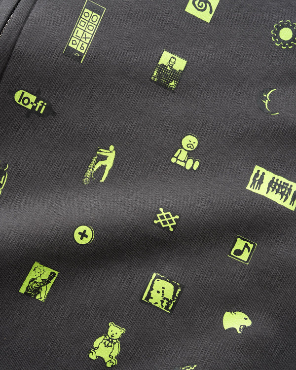 Lo-Fi Want It Zip-Thru Hood, Charcoal