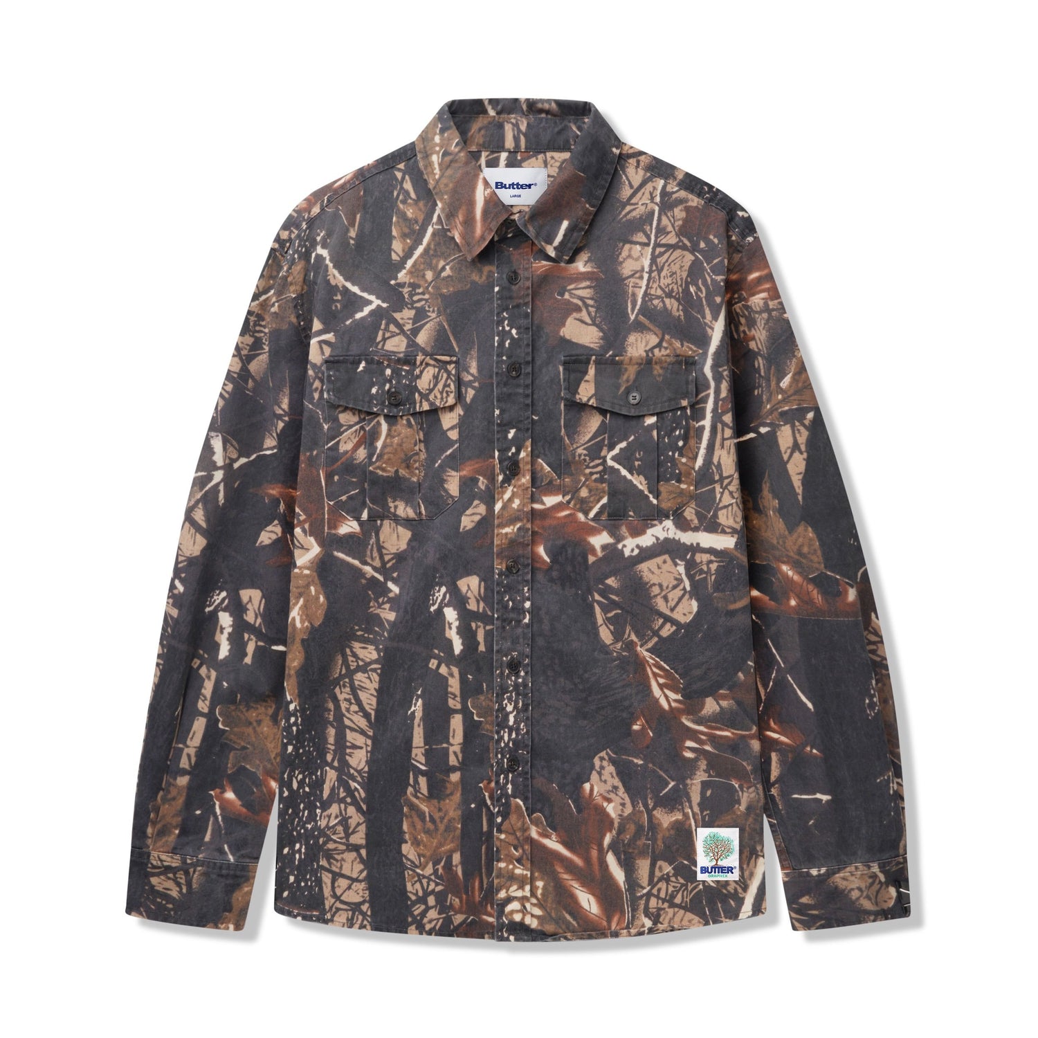 Washed Pocket L/S Shirt, Camo