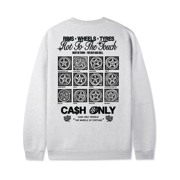 Cash Only Wheels Crewneck, Ash