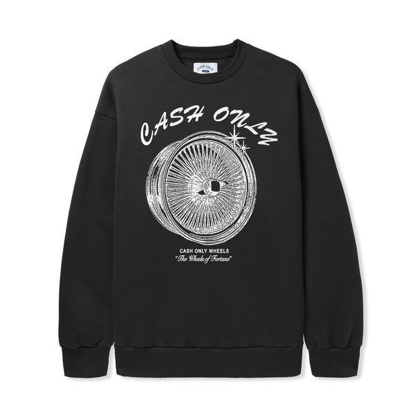 Cash Only Wheels Crewneck, Black