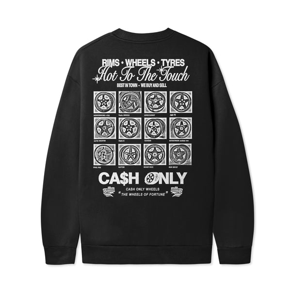 Cash Only Wheels Crewneck, Black