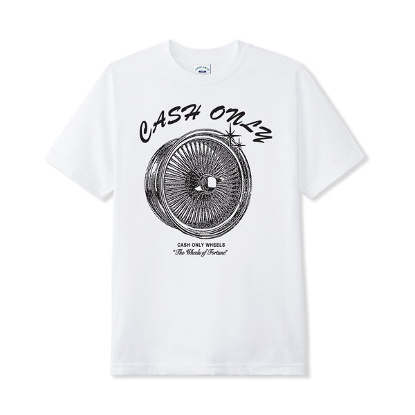 Cash Only Wheels Tee, White