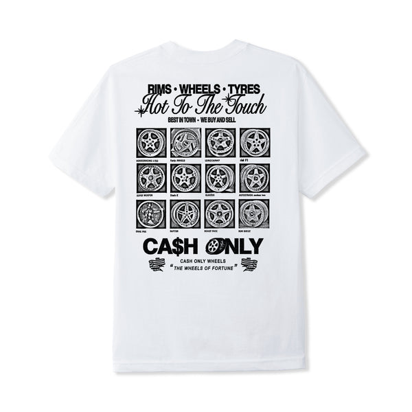 Cash Only Wheels Tee, White
