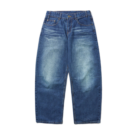 Wide Cut Denim Jeans, Dark Blue Slub