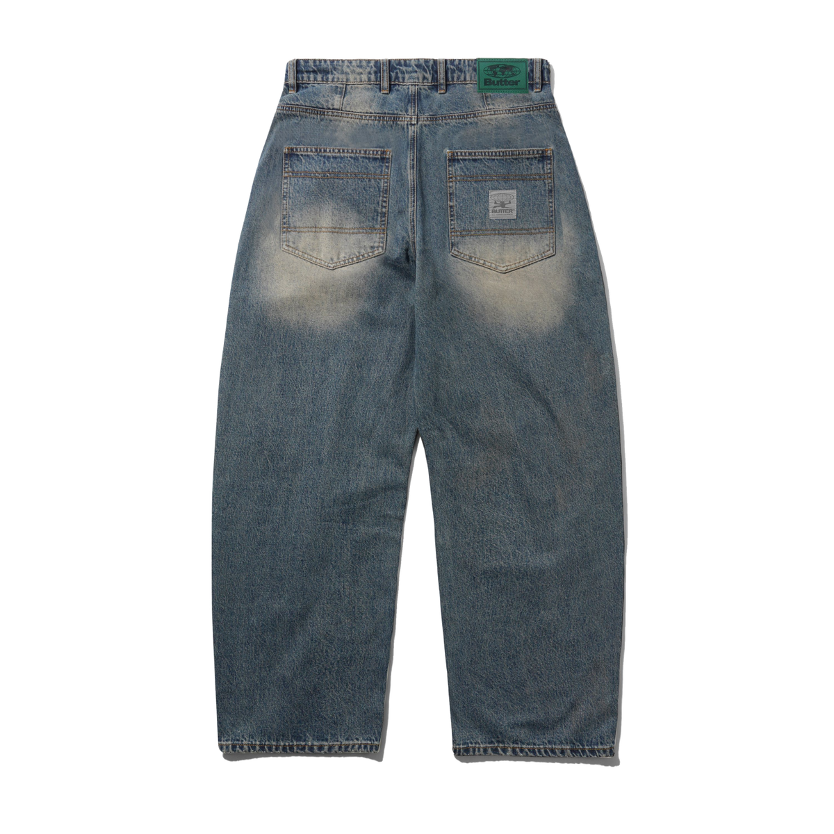 Wide Cut Denim Jeans, Dirty Wash Indigo