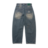Wide Cut Denim Jeans, Dirty Wash Indigo