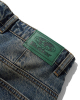 Wide Cut Denim Jeans, Dirty Wash Indigo