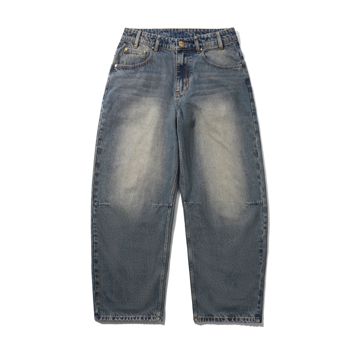 Wide Cut Denim Jeans, Dirty Wash Indigo