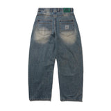 Wide Cut Denim Jeans, Dirty Wash Indigo