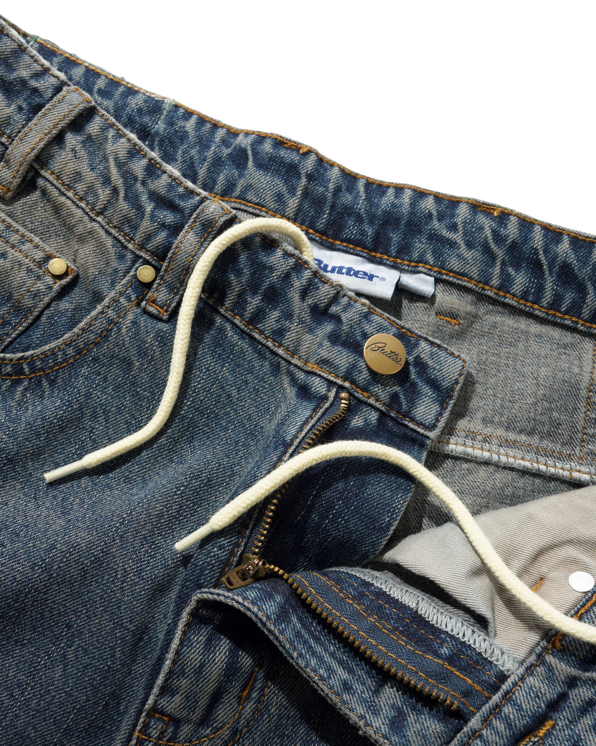Wide Cut Denim Jeans, Dirty Wash Indigo